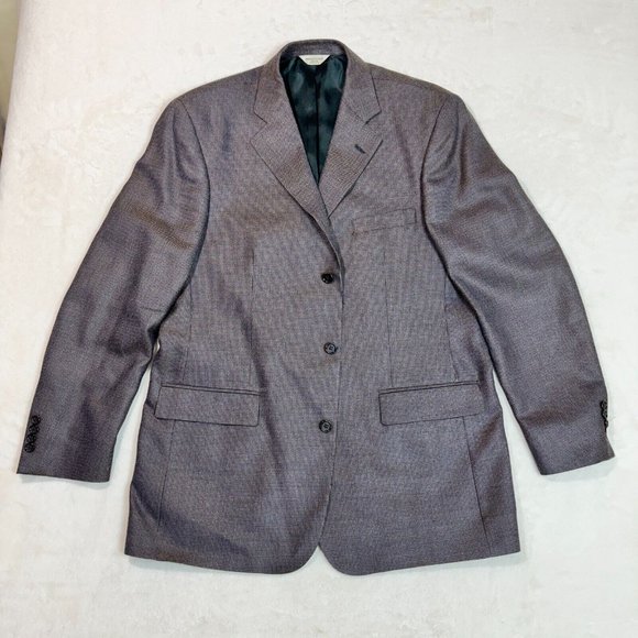 Pronto Uomo Men's 44 Long Brown Suit Silk & Wool Business Blazer Coat Jacket - Picture 1 of 16